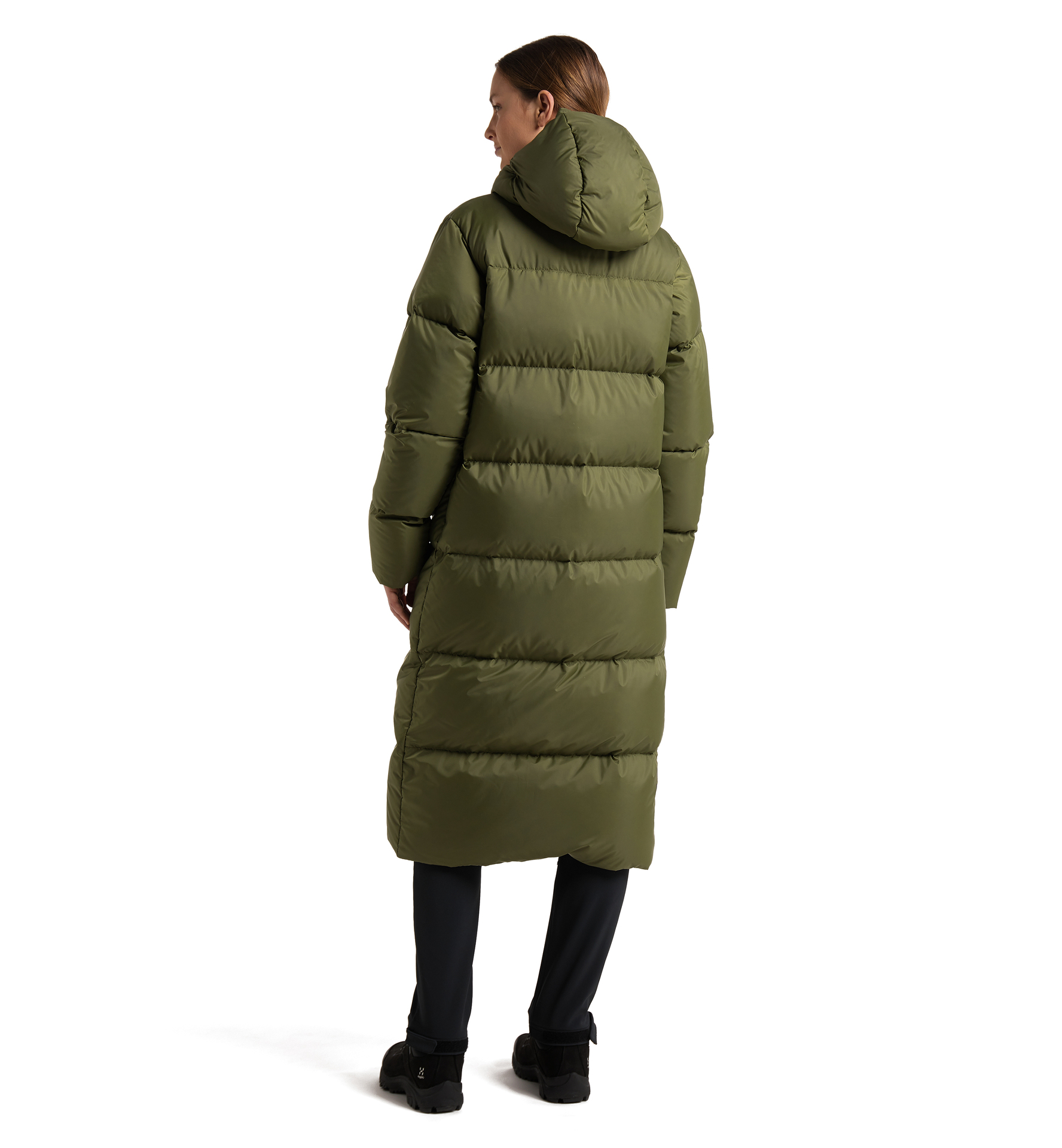 Green long store puffer coat